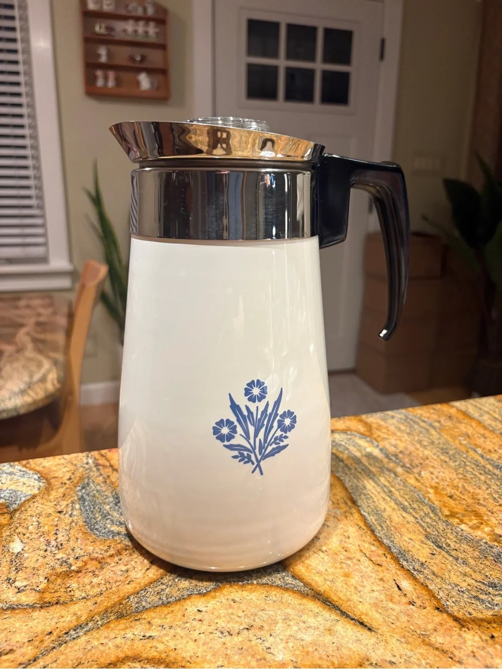 Vintage Corning Ware Blue Cornflower 9 Cup Coffee Percolator Complete